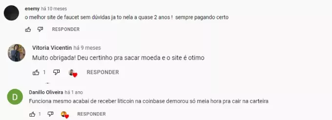 comentários sobre o site faucetcrypto